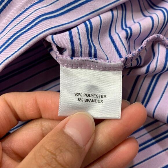 Peter Millar Polo Shirt Mens XL Orchid Purple Blue Striped Performance Golf - Picture 6 of 10